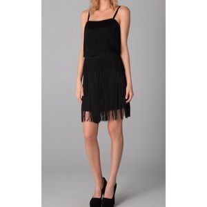 Theory Palonia Black Fringe Dress